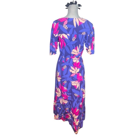 Abel the Label Anthropologie flutter sleeve high low midi dress bold floral XS - Picture 3 of 12